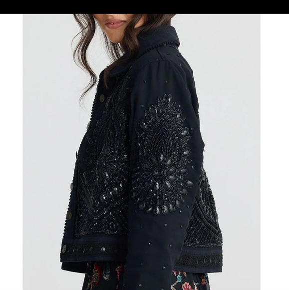 NWT Talisman Torero beaded embellished design point collar button jacket.  small - Picture 2 of 16